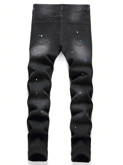 Gray Jeans Red Ripped