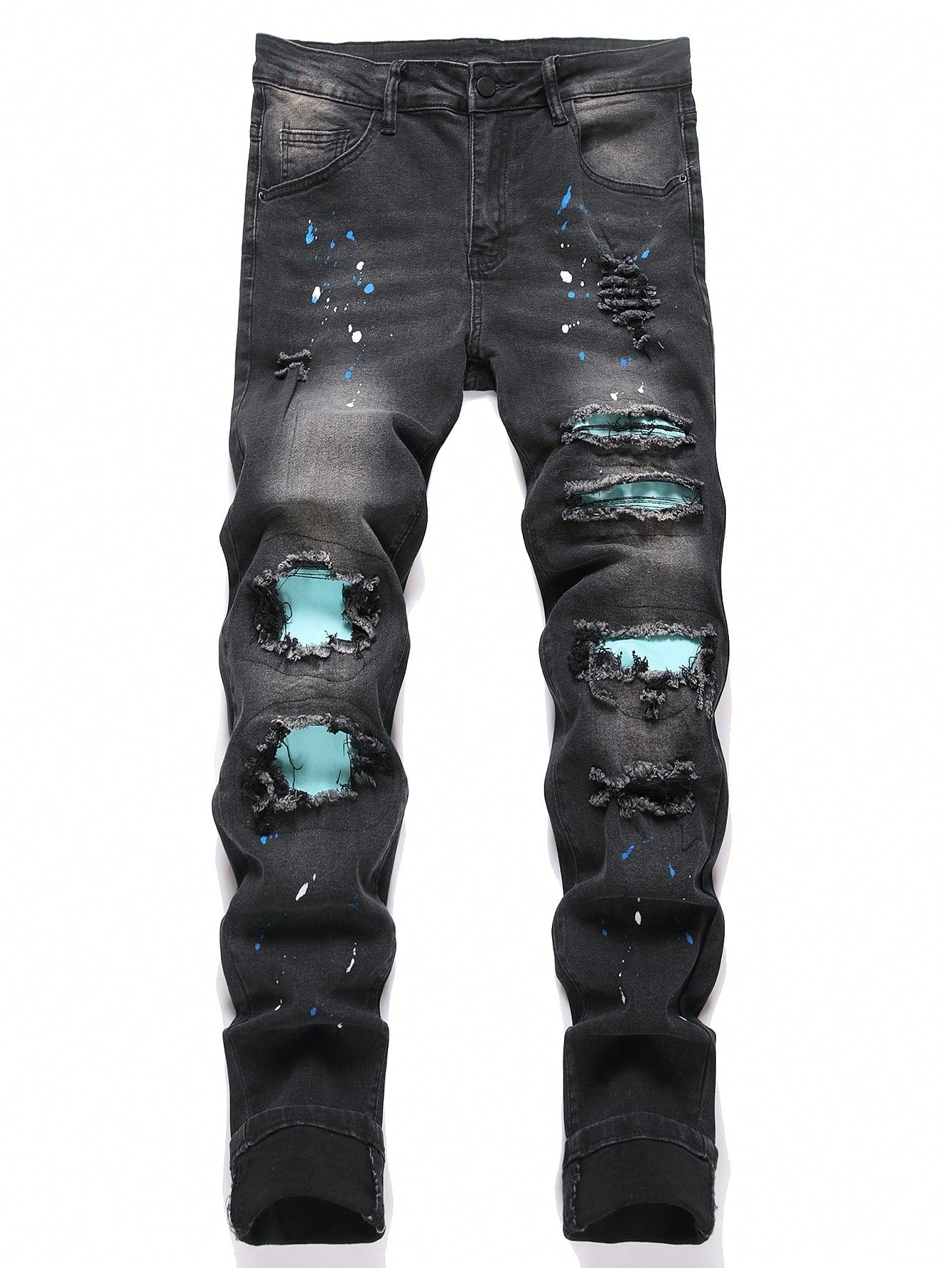 Black Jeans Blue Ripped
