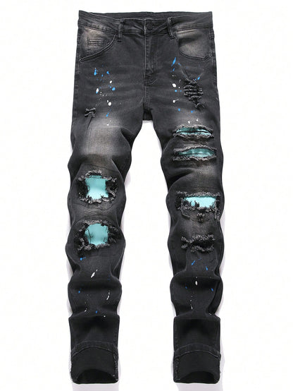Black Jeans Blue Ripped
