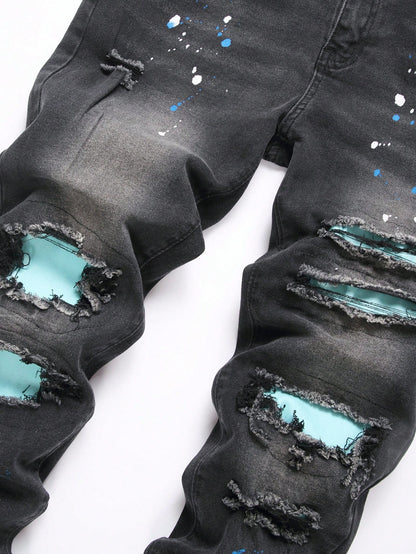 Black Jeans Blue Ripped