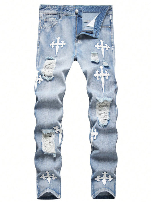 Blue Jeans Cross Ripped